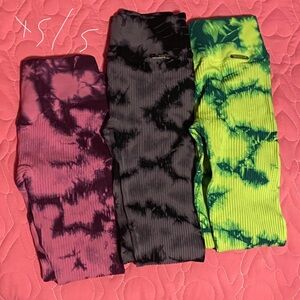 Bombshell sportswear Tie-Dye Leggings Set - Purple, Black, Green